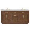 Custom image for Dark Oak with Brushed Gold Trim / Giotto Quartz / No Mirror