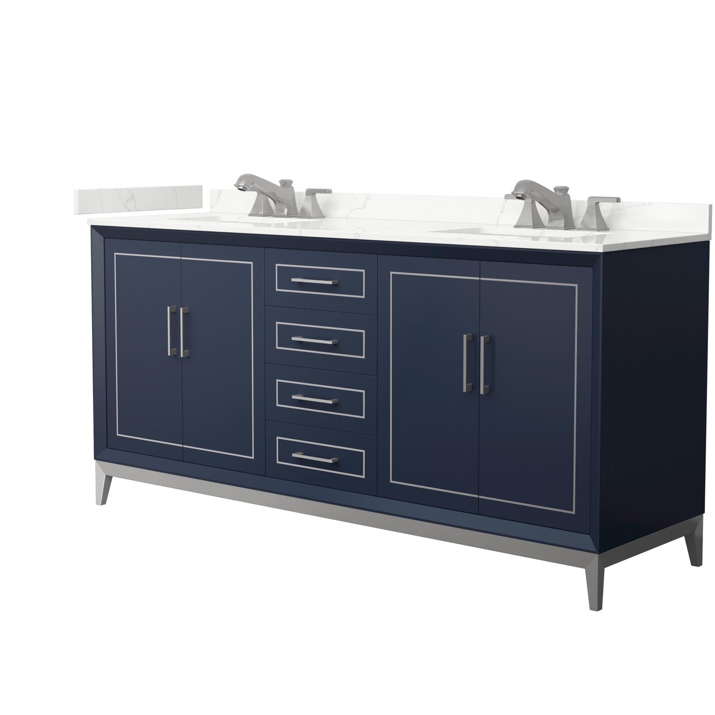 Marlena Bathroom Vanity with Countertop 72 inch Double Sink 3-hole Faucet Setup