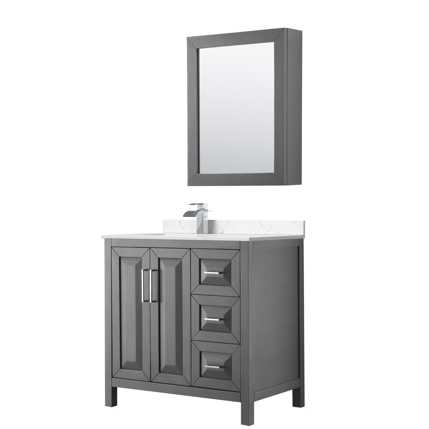 Daria Bathroom Vanity with Countertop 36 inch Single Sink Single hole Faucet Setup