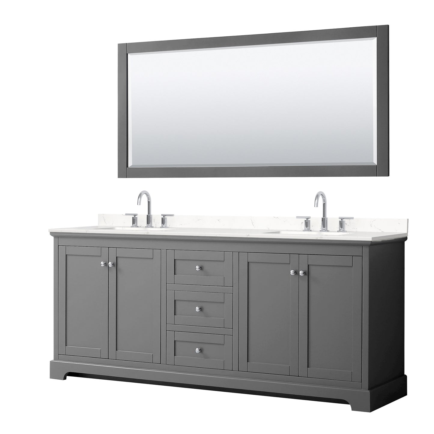 Avery Bathroom Vanity with Countertop 80 inch Double Sink 3-hole Faucet Setup