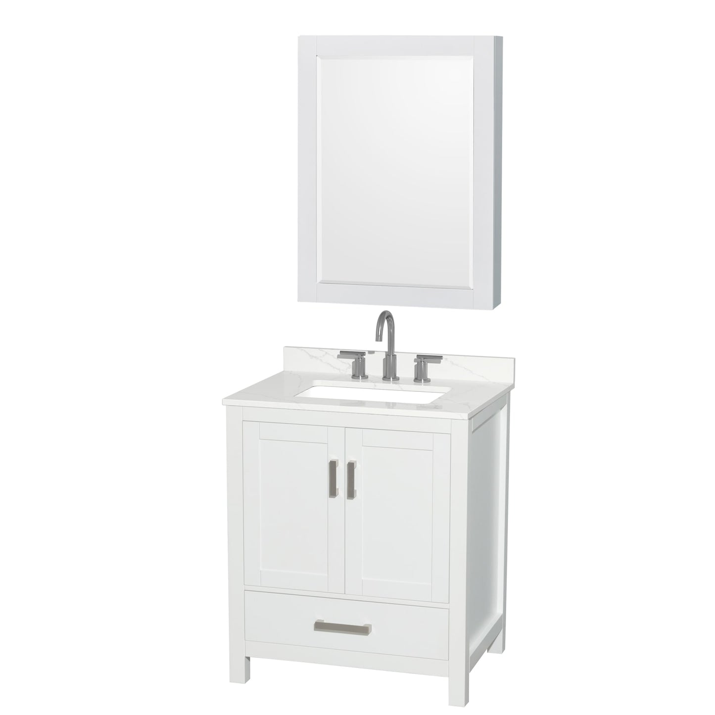 Sheffield Bathroom Vanity with Countertop 30 inch Single Sink 3-hole Faucet Setup