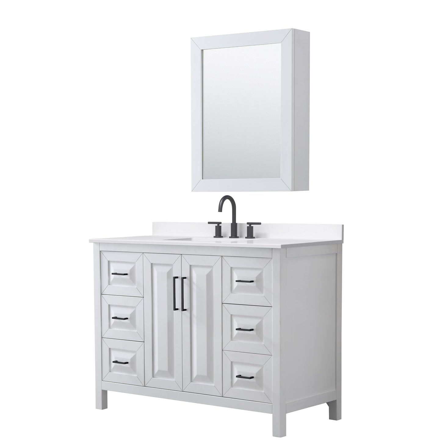 Daria Bathroom Vanity with Countertop 48 inch Single Sink 3-hole Faucet Setup