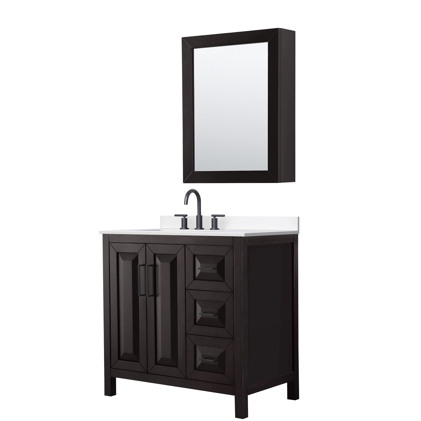 Daria Bathroom Vanity with Countertop 36 inch Single Sink 3-hole Faucet Setup