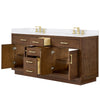 Custom image for Dark Oak with Brushed Gold Trim / White Cultured Marble / No Mirror