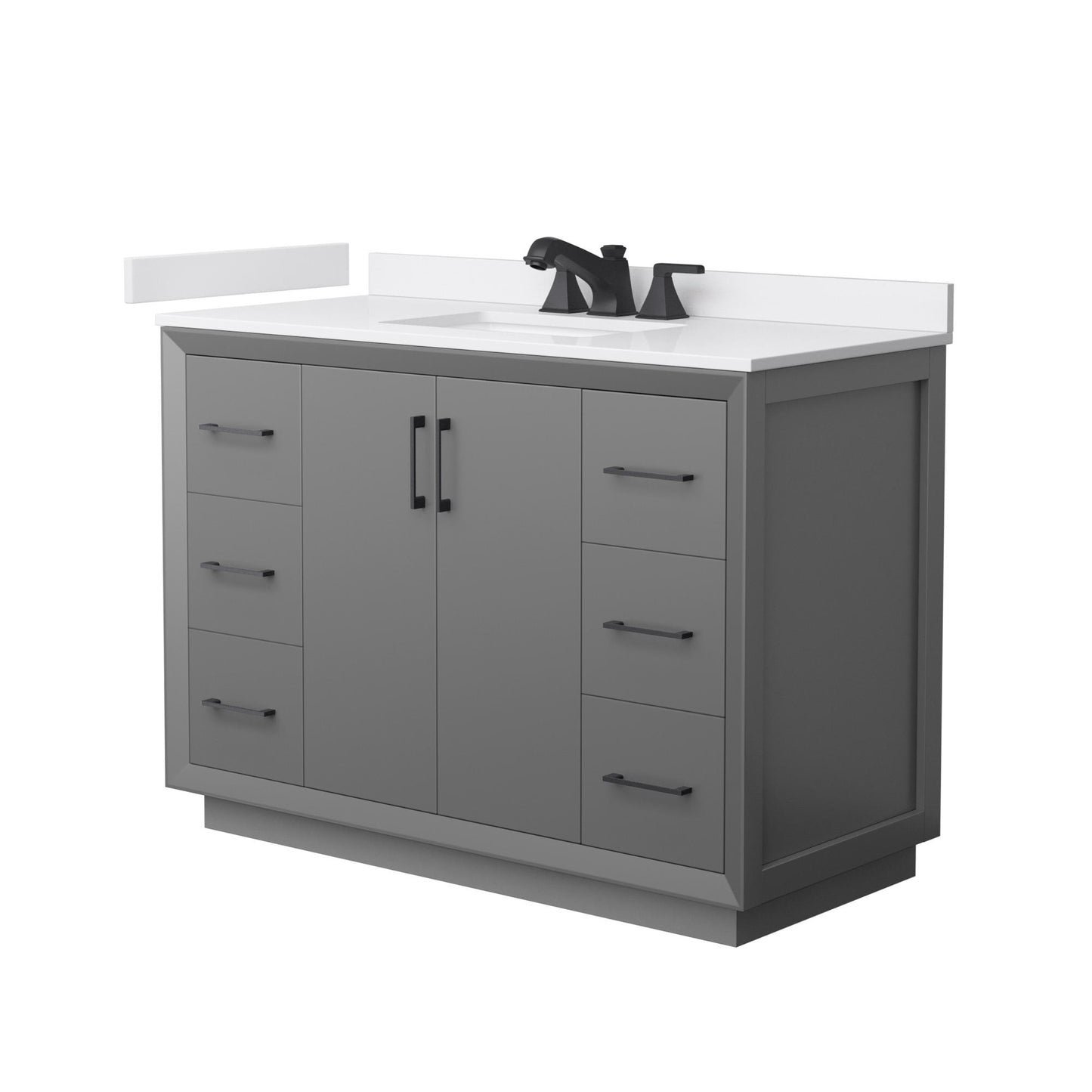 Strada Bathroom Vanity with Countertop 48 inch Single Sink 3-hole Faucet Setup