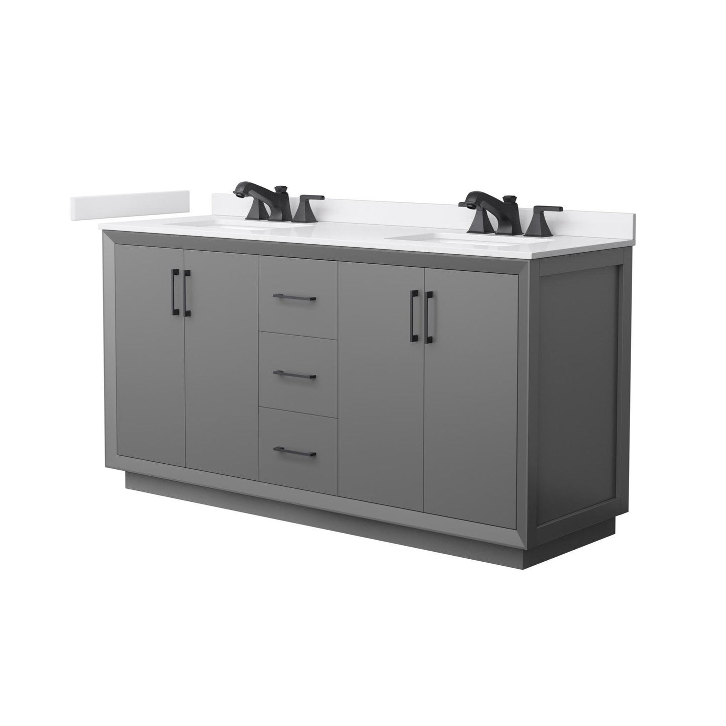 Strada Bathroom Vanity with Countertop 66 inch Double Sink 3-hole Faucet Setup