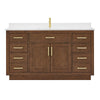 Custom image for Dark Oak with Brushed Gold Trim / White Quartz / No Mirror