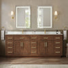 Custom image for Dark Oak with Brushed Gold Trim / White Quartz / No Mirror