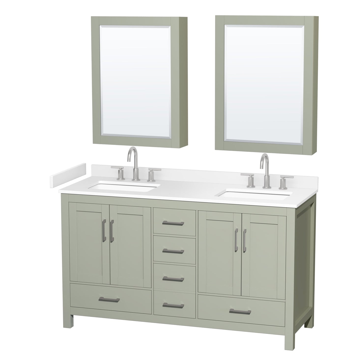 Sheffield Bathroom Vanity with Countertop 60 inch Double Sink 3-hole Faucet Setup