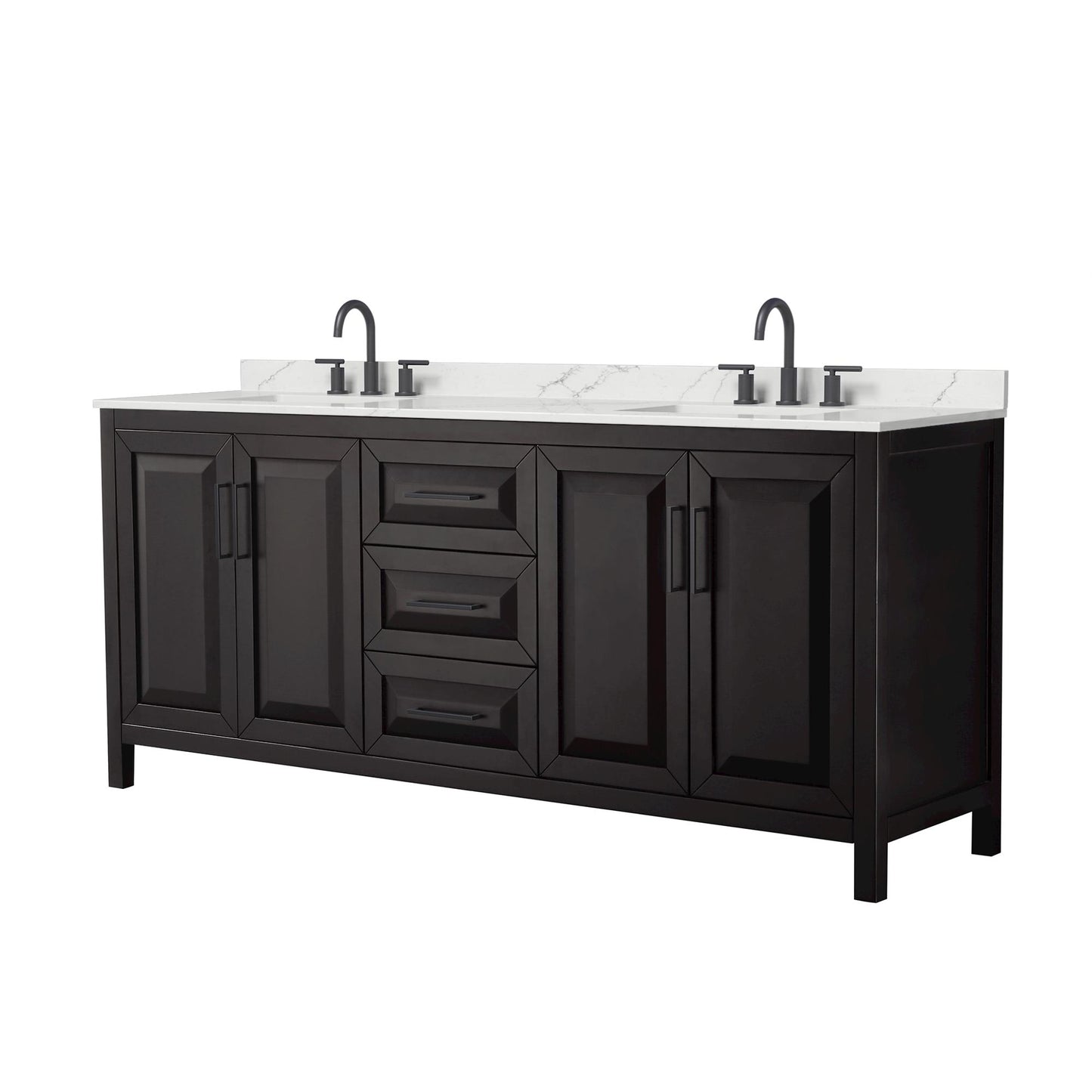 Daria Bathroom Vanity with Countertop 80 inch Double Sink 3-hole Faucet Setup