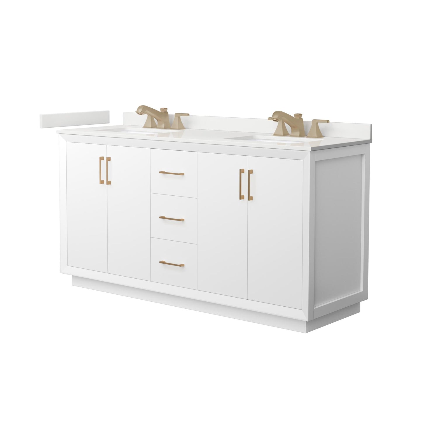 Strada Bathroom Vanity with Countertop 66 inch Double Sink 3-hole Faucet Setup