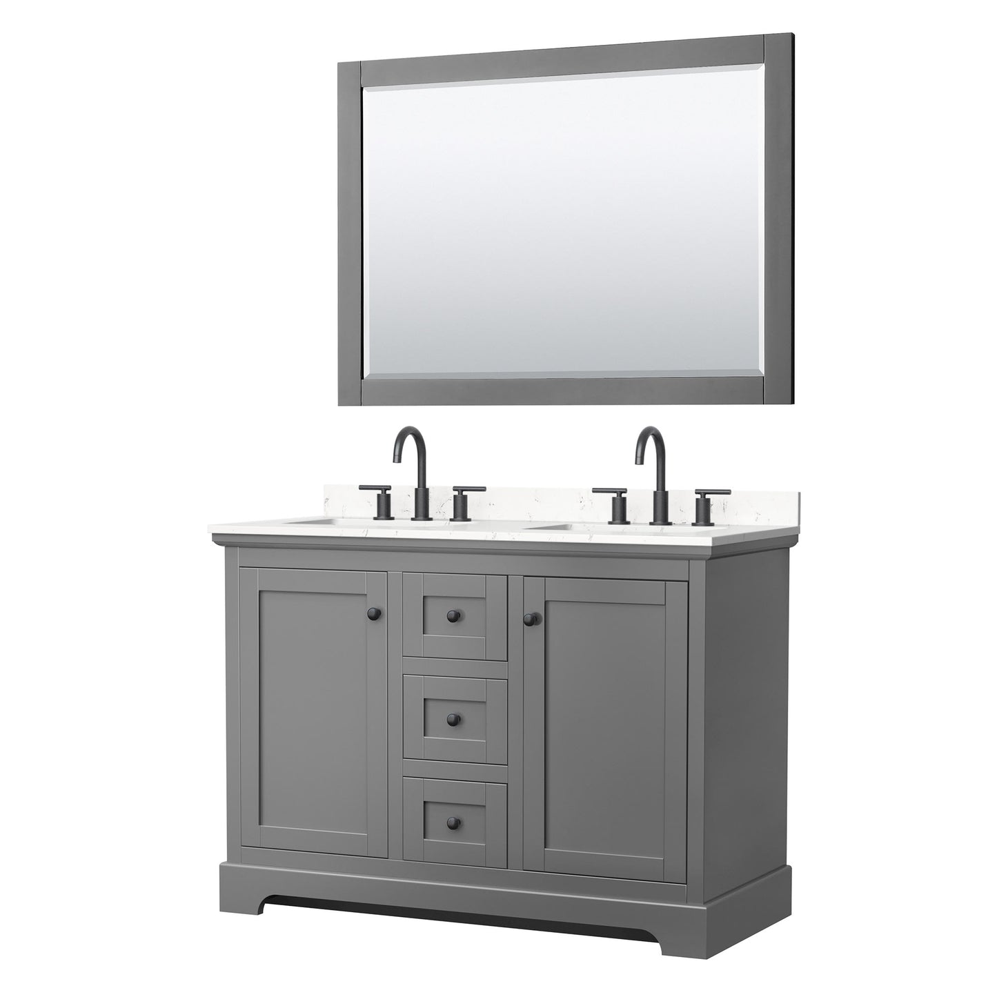 Avery Bathroom Vanity with Countertop 48 inch Double Sink 3-hole Faucet Setup