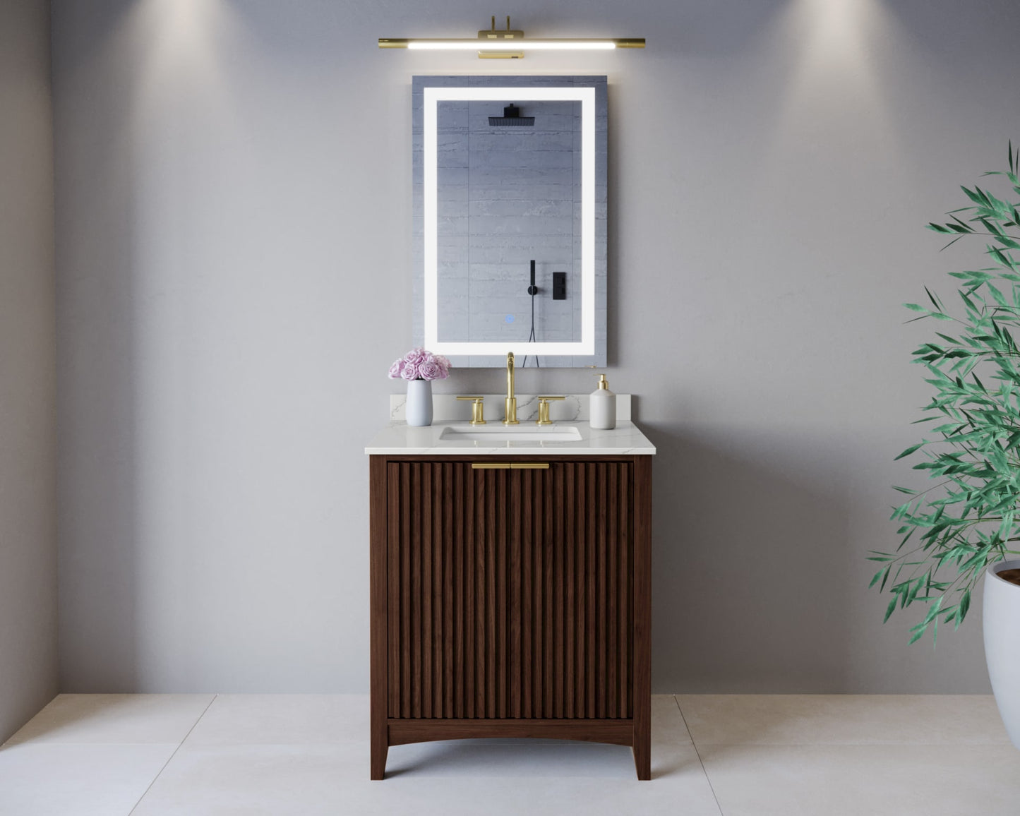 Palmilla Bathroom Vanity with Countertop 30 inch Single Sink 3-hole Faucet Setup