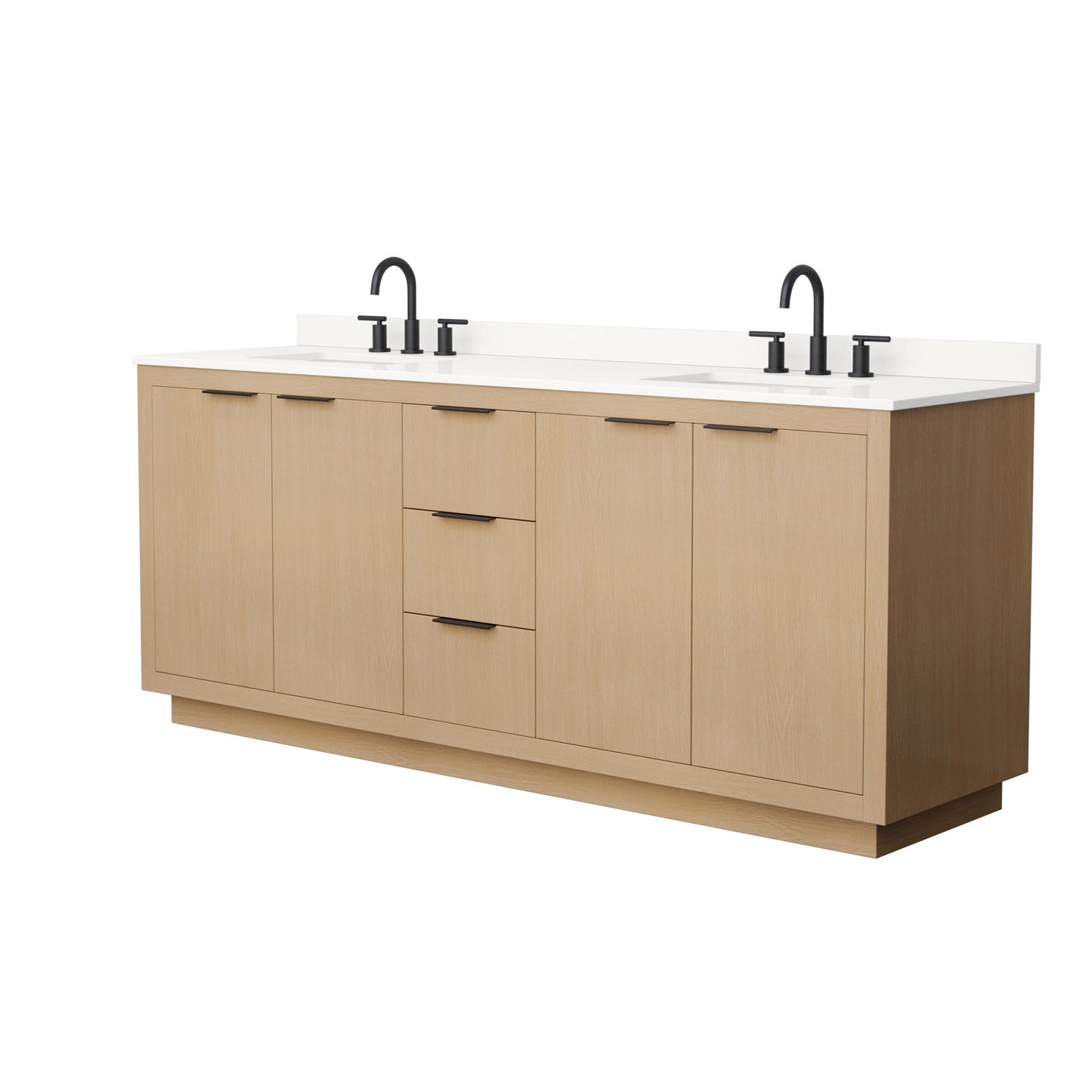 Maroni Bathroom Vanity with Countertop 80 inch Double Sink 3-hole Faucet Setup