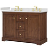 Custom image for Dark Walnut with Brushed Gold Trim / Carrara Cultured Marble / No Mirror
