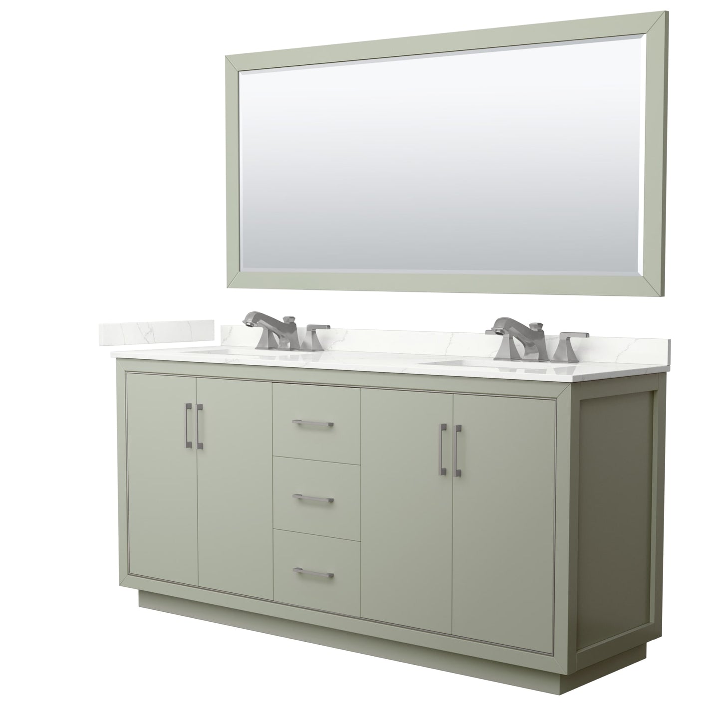 Icon Bathroom Vanity with Countertop 72 inch Double Sink 3-hole Faucet Setup