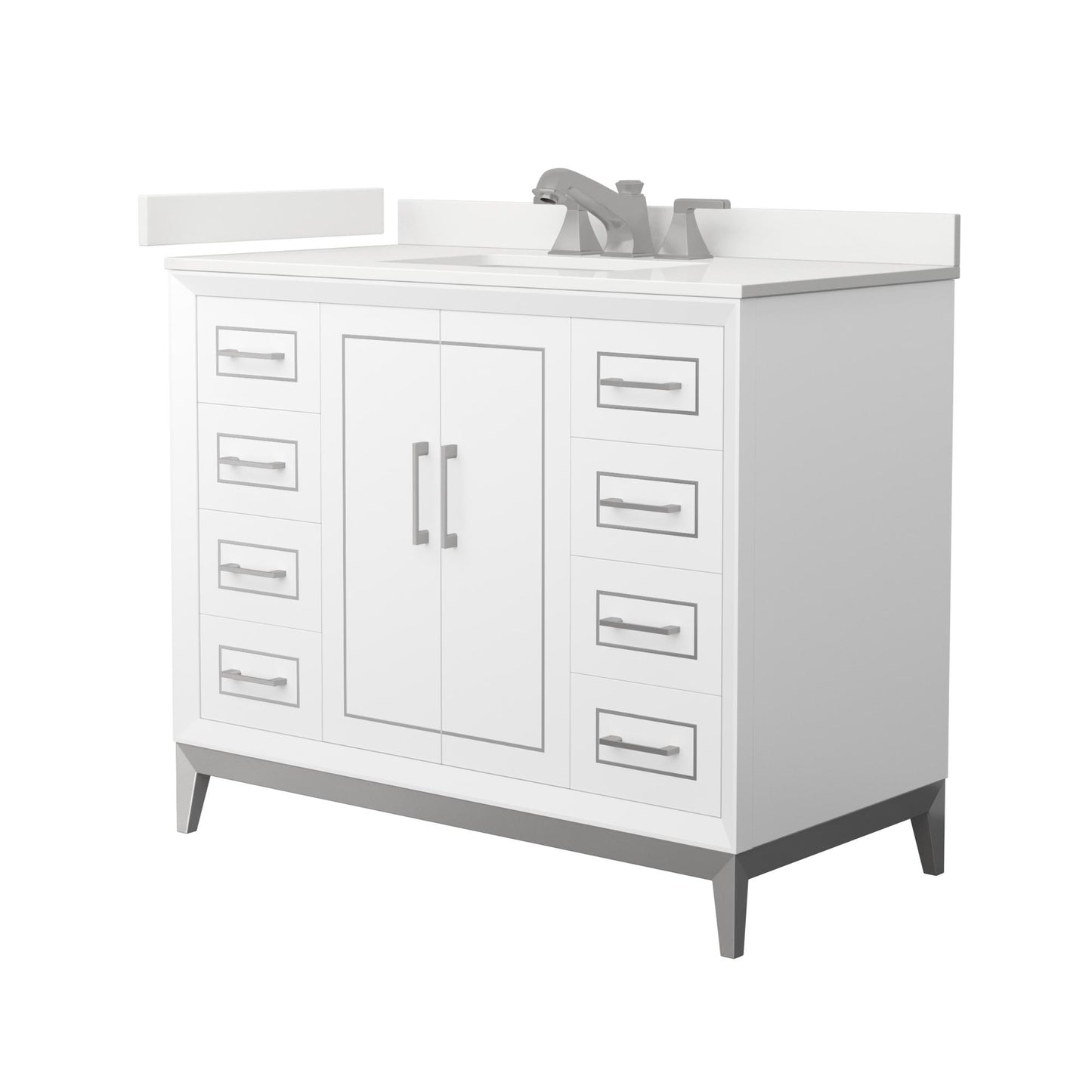 Marlena Bathroom Vanity with Countertop 42 inch Single Sink 3-hole Faucet Setup