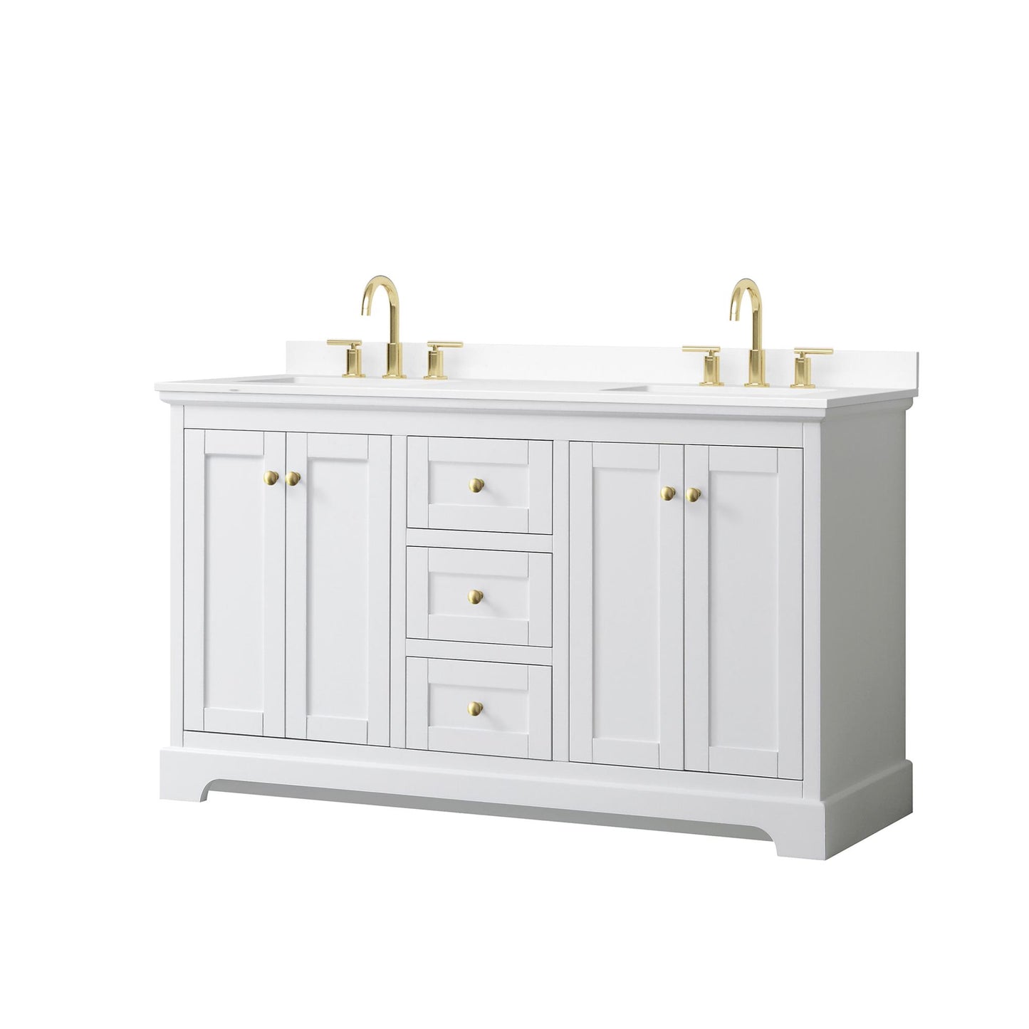 Avery Bathroom Vanity with Countertop 60 inch Double Sink 3-hole Faucet Setup