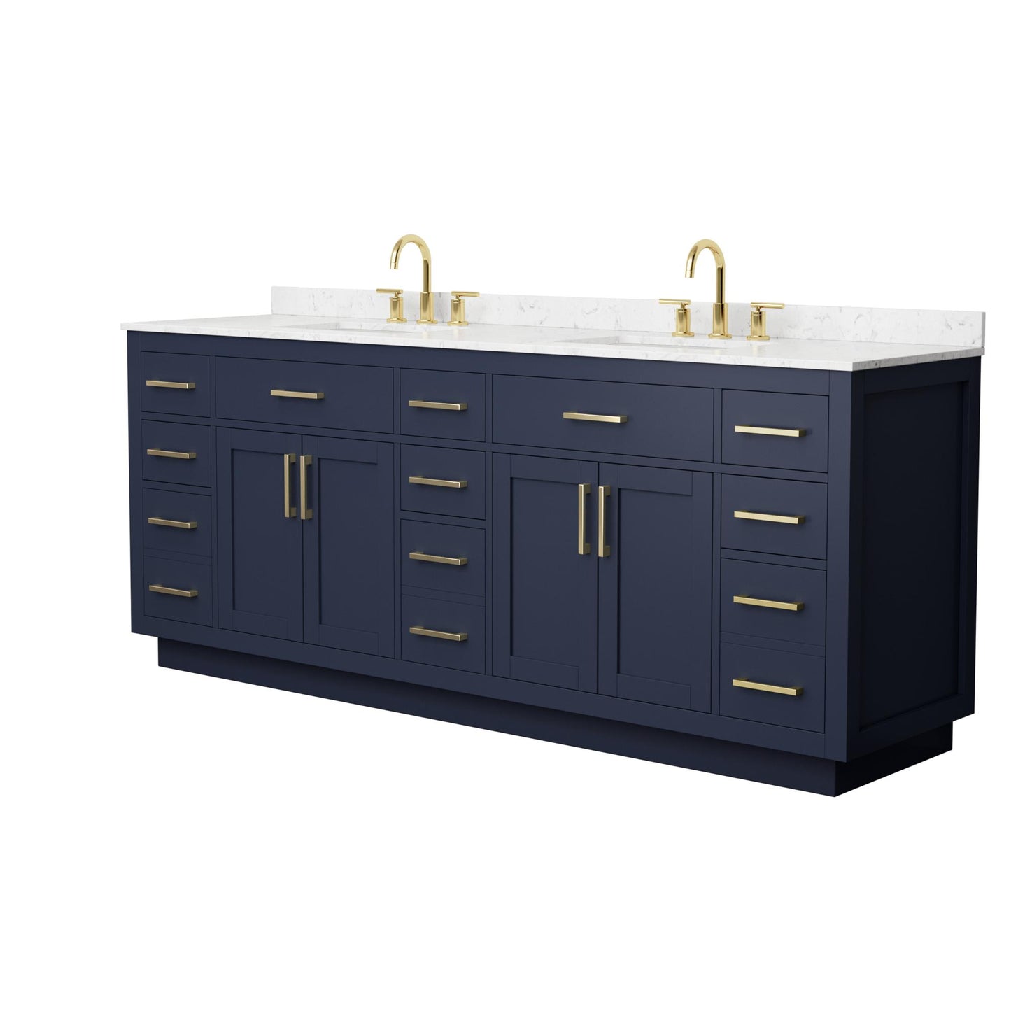 Beckett TK Bathroom Vanity with Countertop 84 inch Double Sink 3-hole Faucet Setup