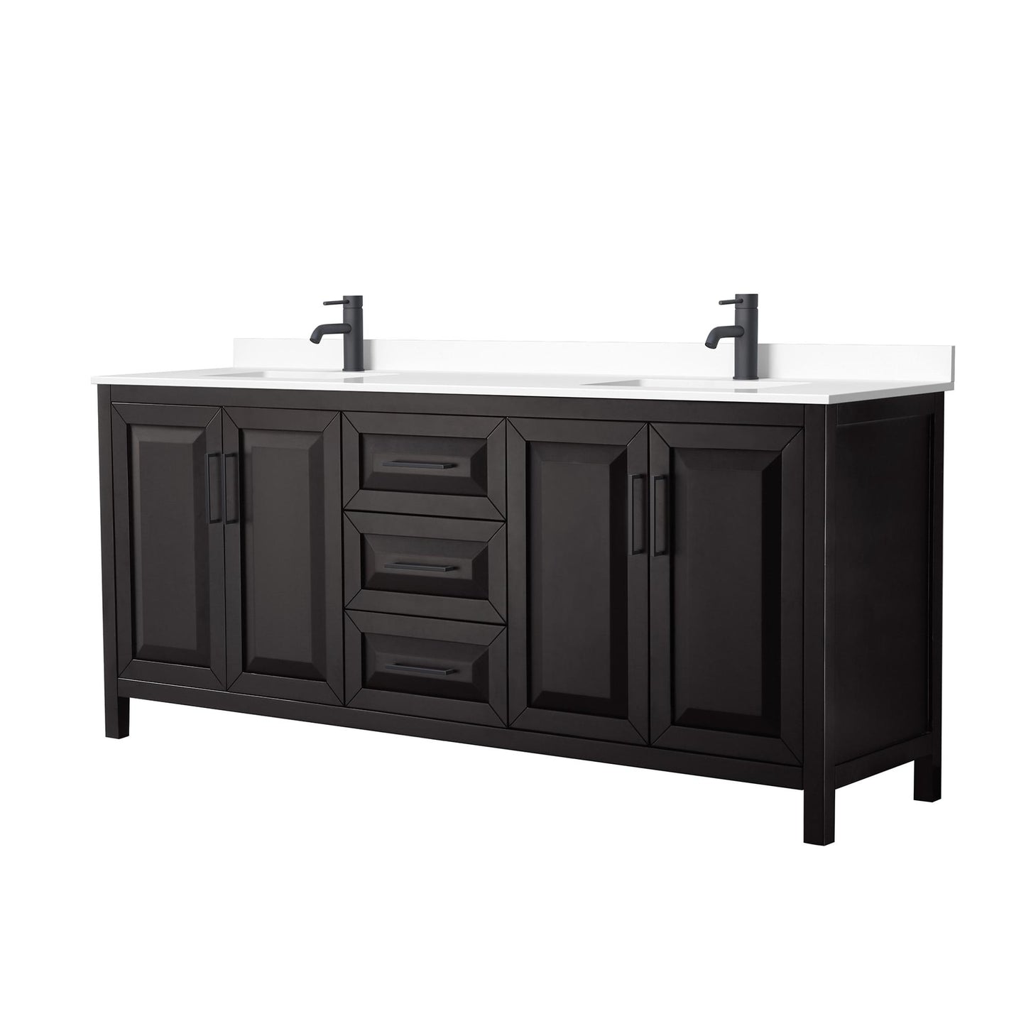 Daria Bathroom Vanity with Countertop 80 inch Double Sink Single hole Faucet Setup