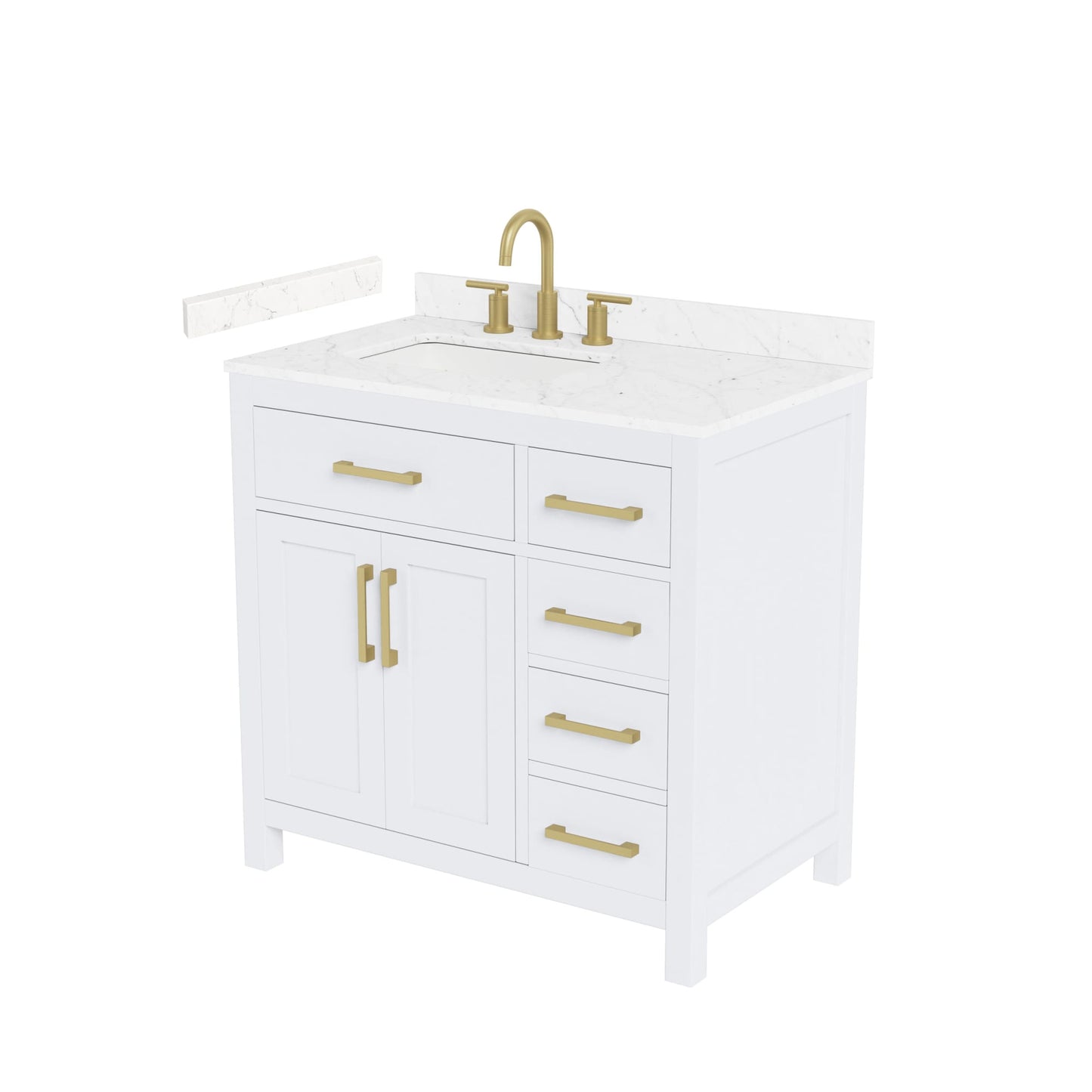 Beckett Bathroom Vanity with Countertop 36 inch Single Sink 3-hole Faucet Setup
