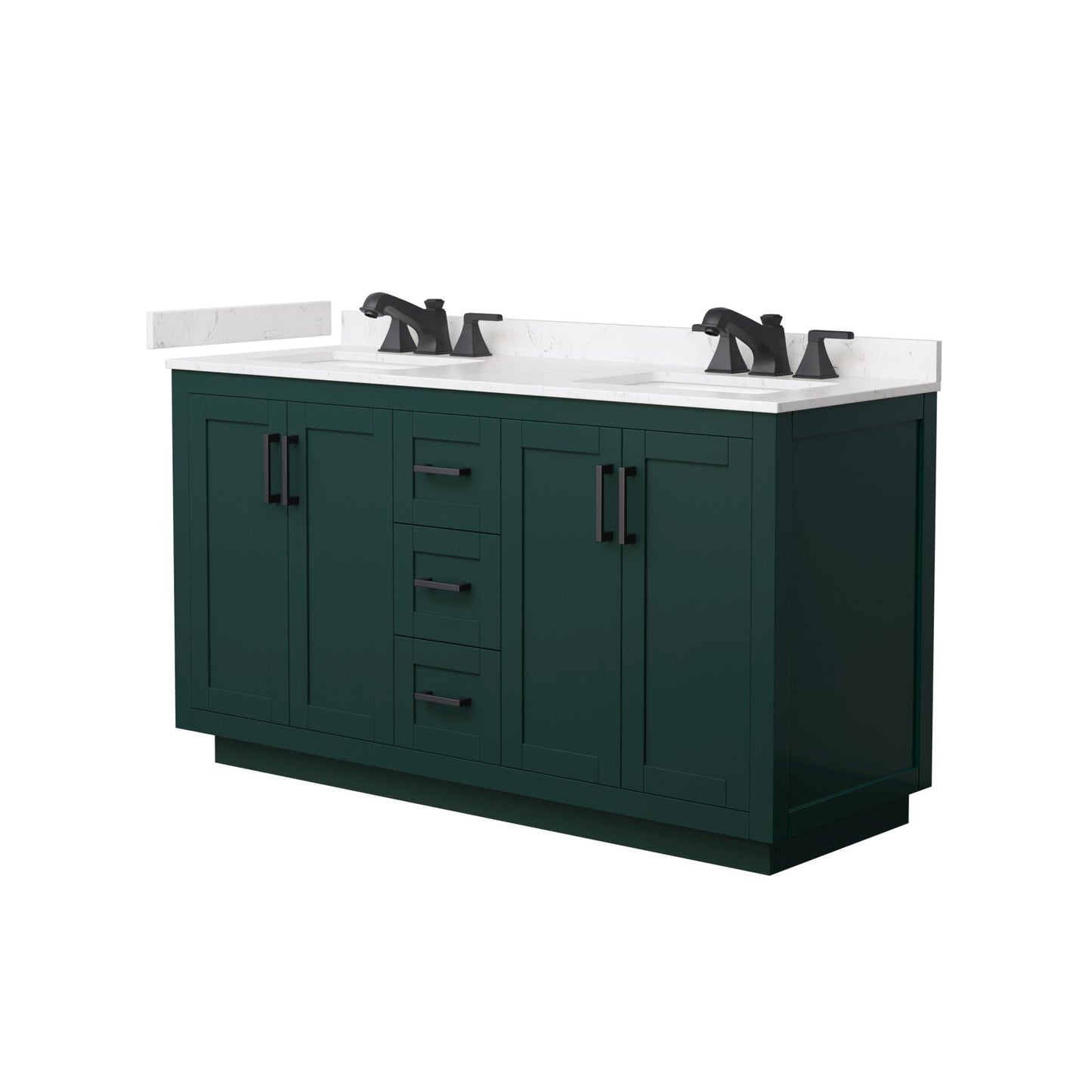 Miranda Bathroom Vanity with Countertop 60 inch Double Sink 3-hole Faucet Setup