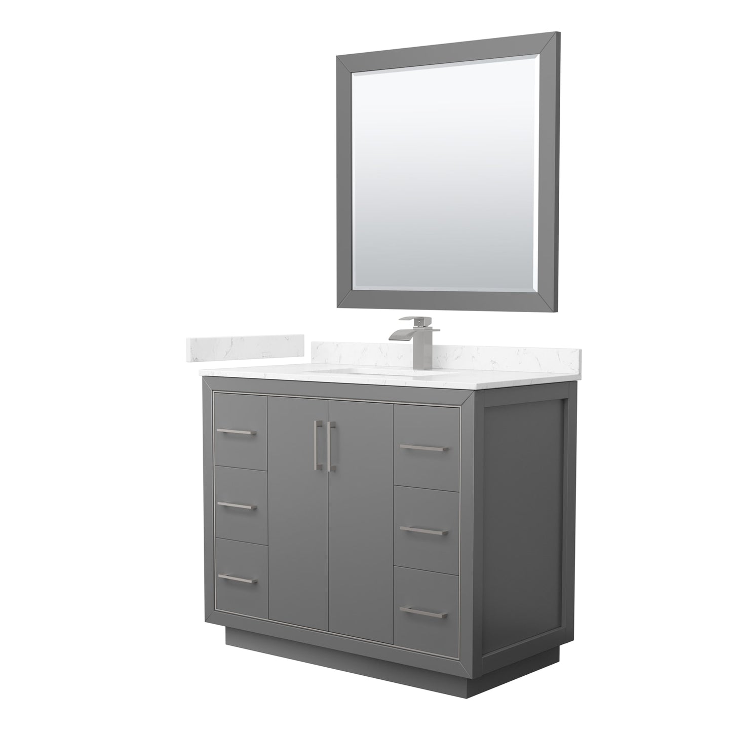 Icon Bathroom Vanity with Countertop 42 inch Single Sink Single hole Faucet Setup