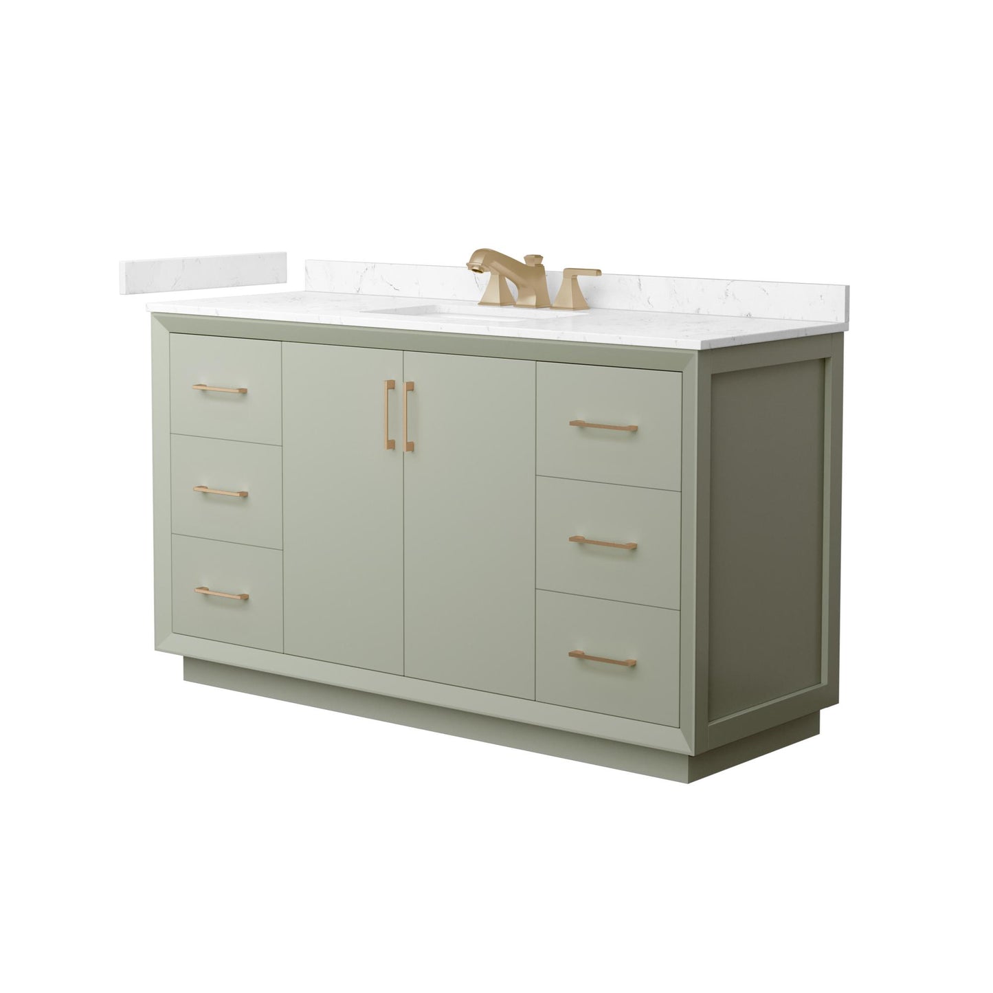 Strada Bathroom Vanity with Countertop 60 inch Single Sink 3-hole Faucet Setup