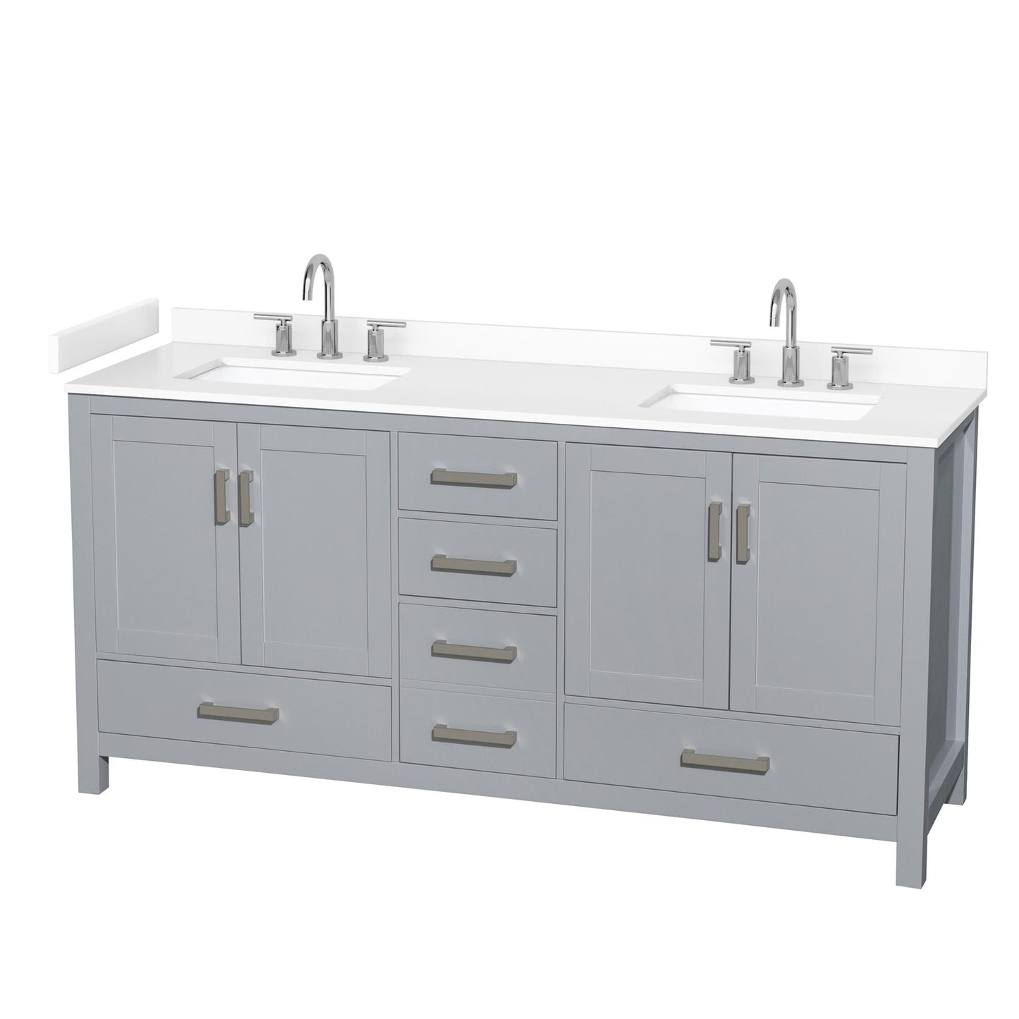 Sheffield Bathroom Vanity with Countertop 72 inch Double Sink 3-hole Faucet Setup