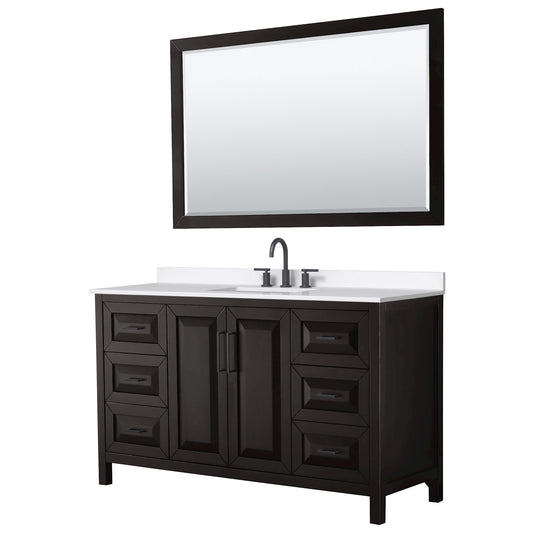 Daria Bathroom Vanity with Countertop 60 inch Single Sink 3-hole Faucet Setup