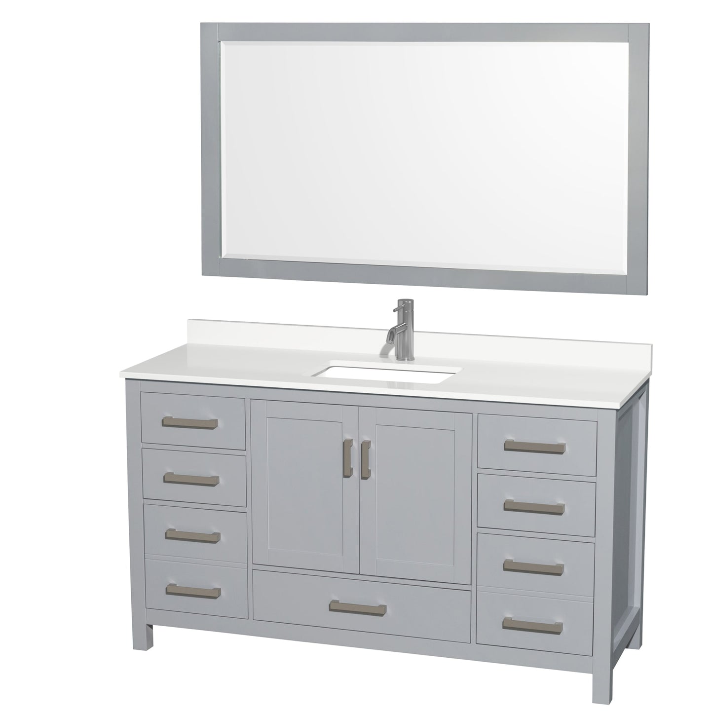 Sheffield Bathroom Vanity with Countertop 60 inch Single Sink Single hole Faucet Setup