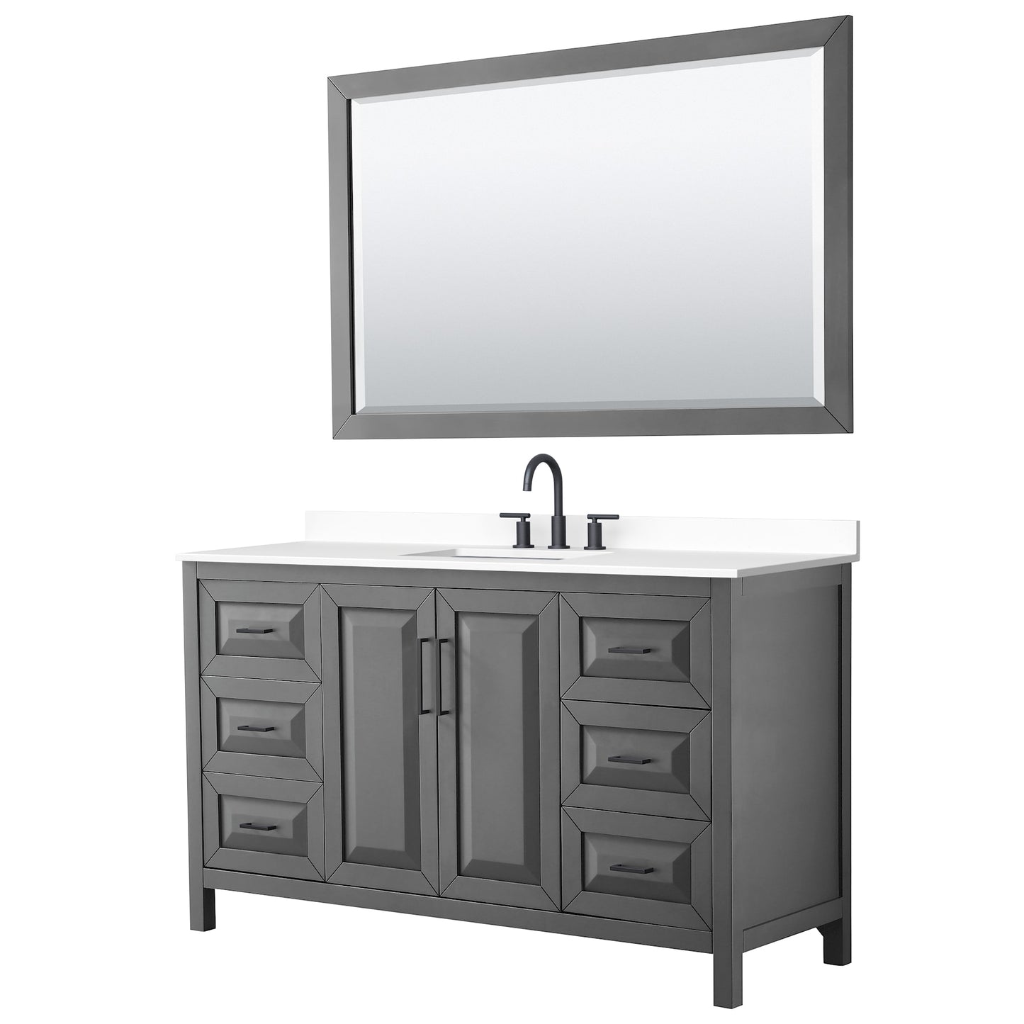 Daria Bathroom Vanity with Countertop 60 inch Single Sink 3-hole Faucet Setup