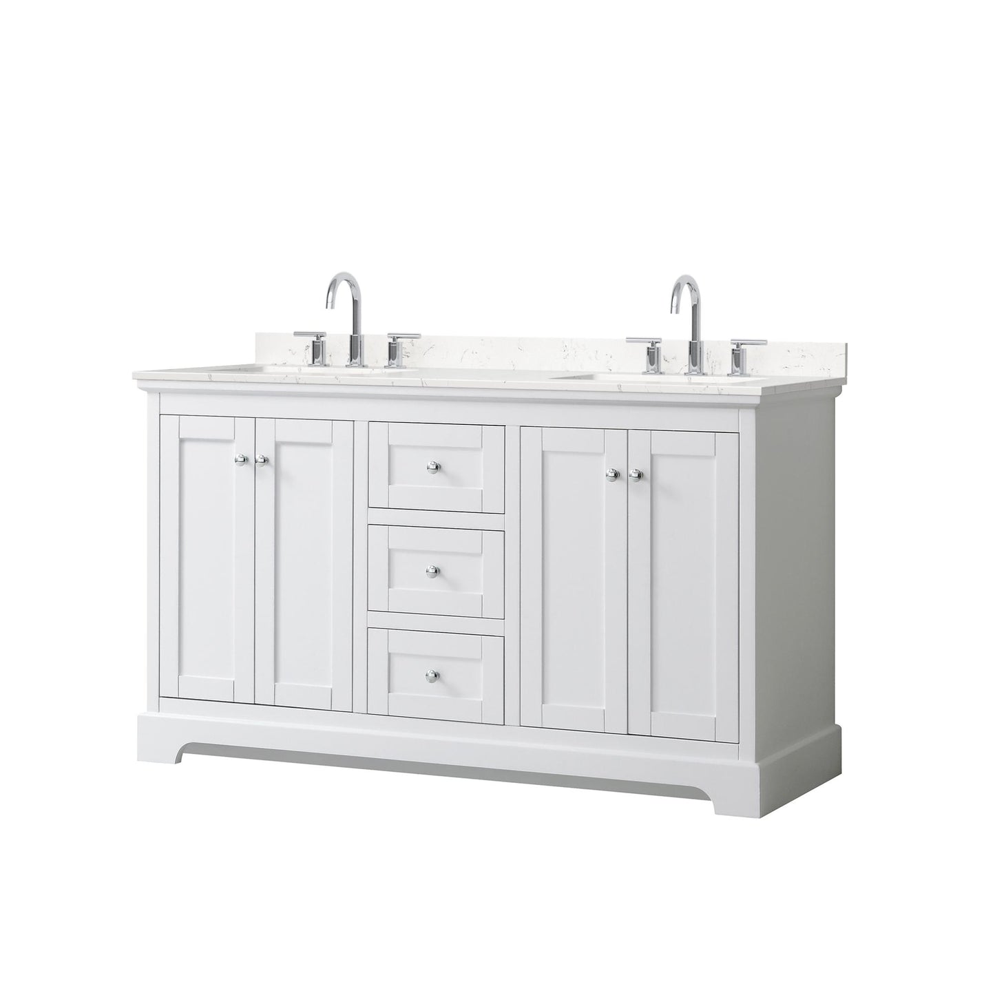 Avery Bathroom Vanity with Countertop 60 inch Double Sink 3-hole Faucet Setup