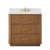 Custom image for Toasted Walnut with Satin Bronze Trim / White Quartz / No Mirror
