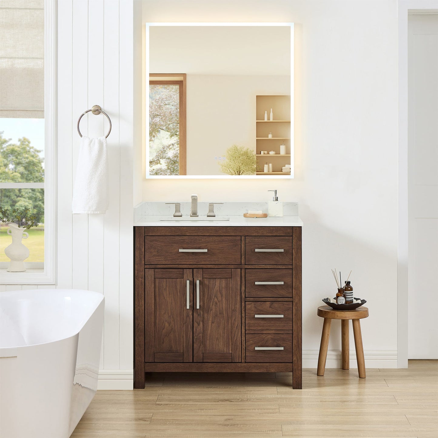 Beckett Bathroom Vanity with Countertop 36 inch Single Sink 3-hole Faucet Setup