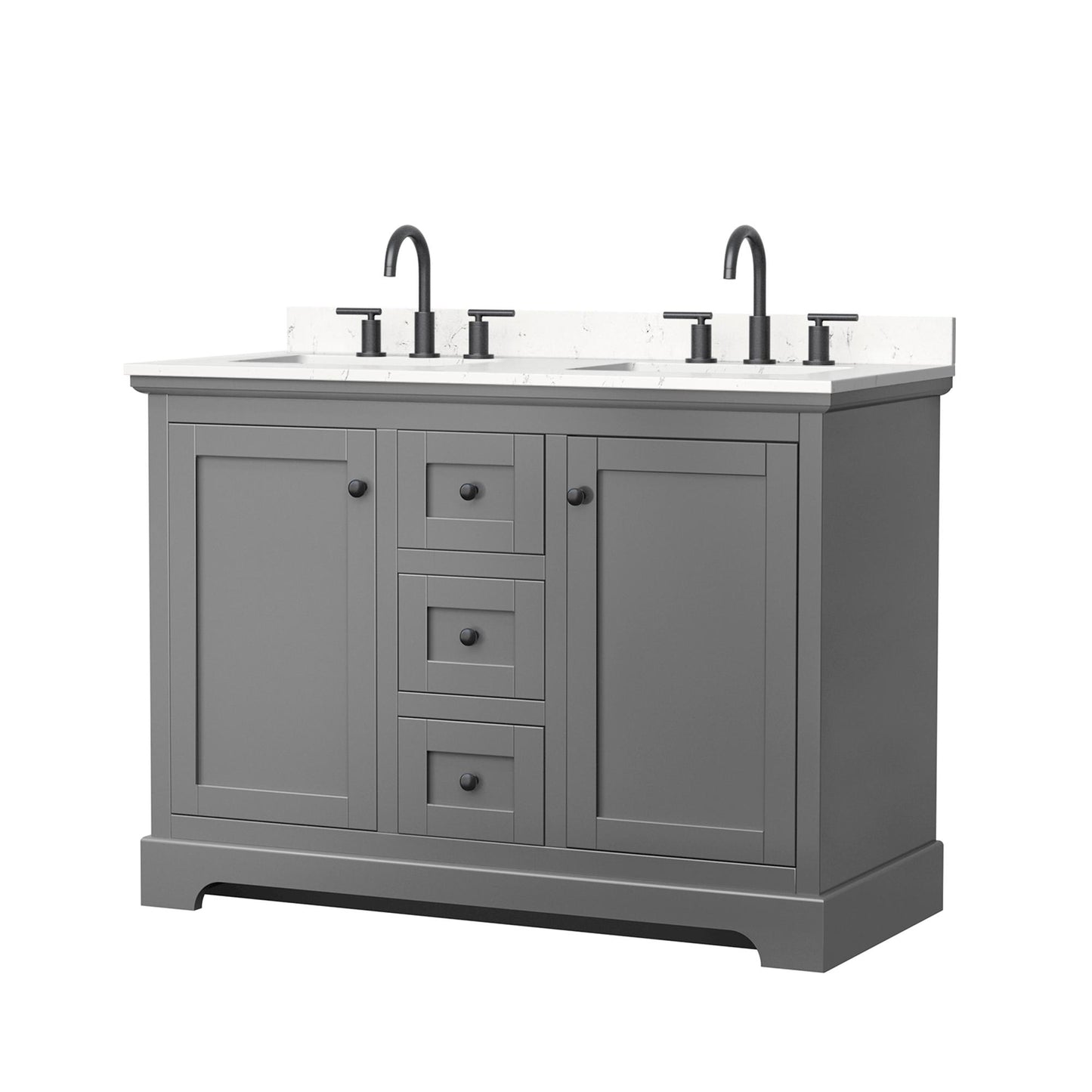Avery Bathroom Vanity with Countertop 48 inch Double Sink 3-hole Faucet Setup