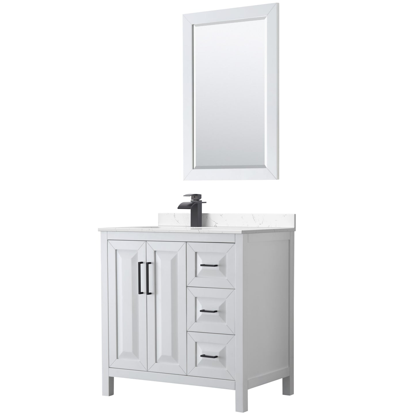Daria Bathroom Vanity with Countertop 36 inch Single Sink Single hole Faucet Setup