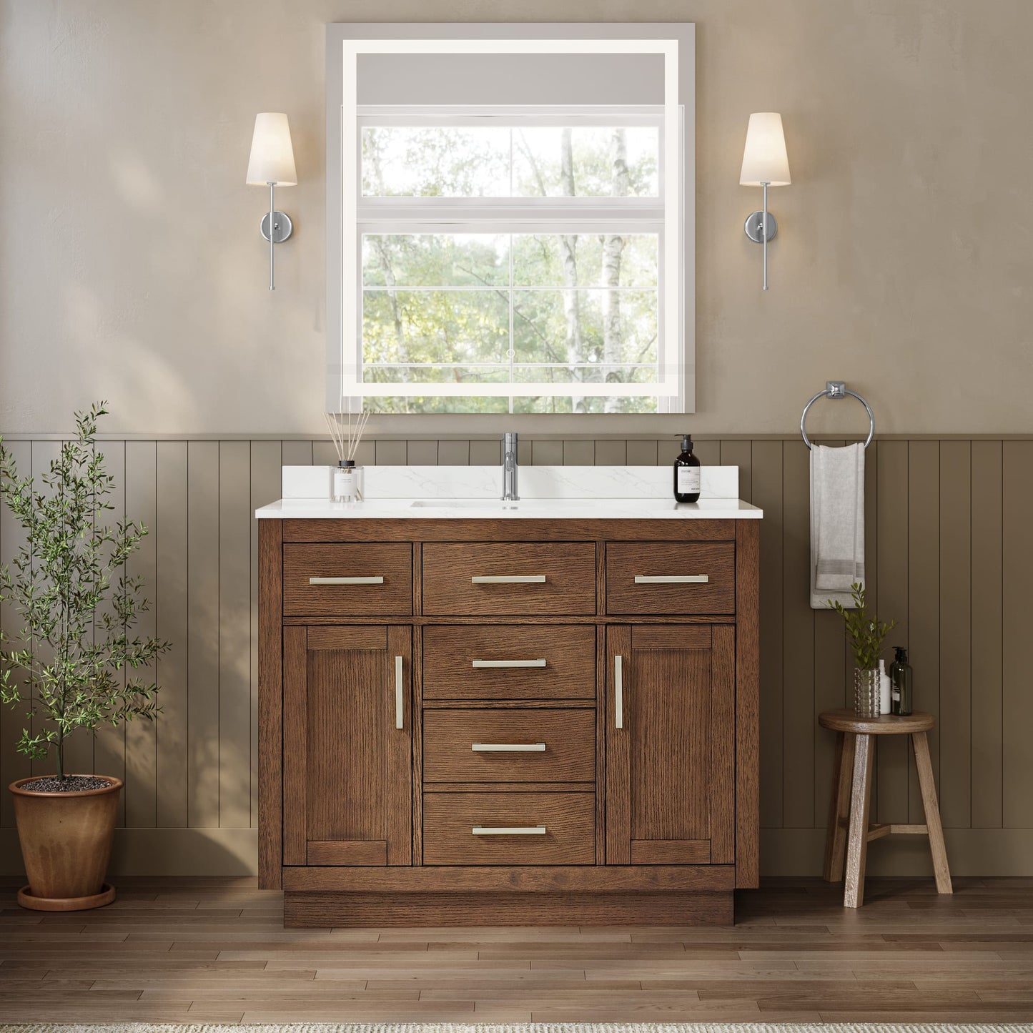 Beckett TK Bathroom Vanity with Countertop 42 inch Single Sink Single hole Faucet Setup