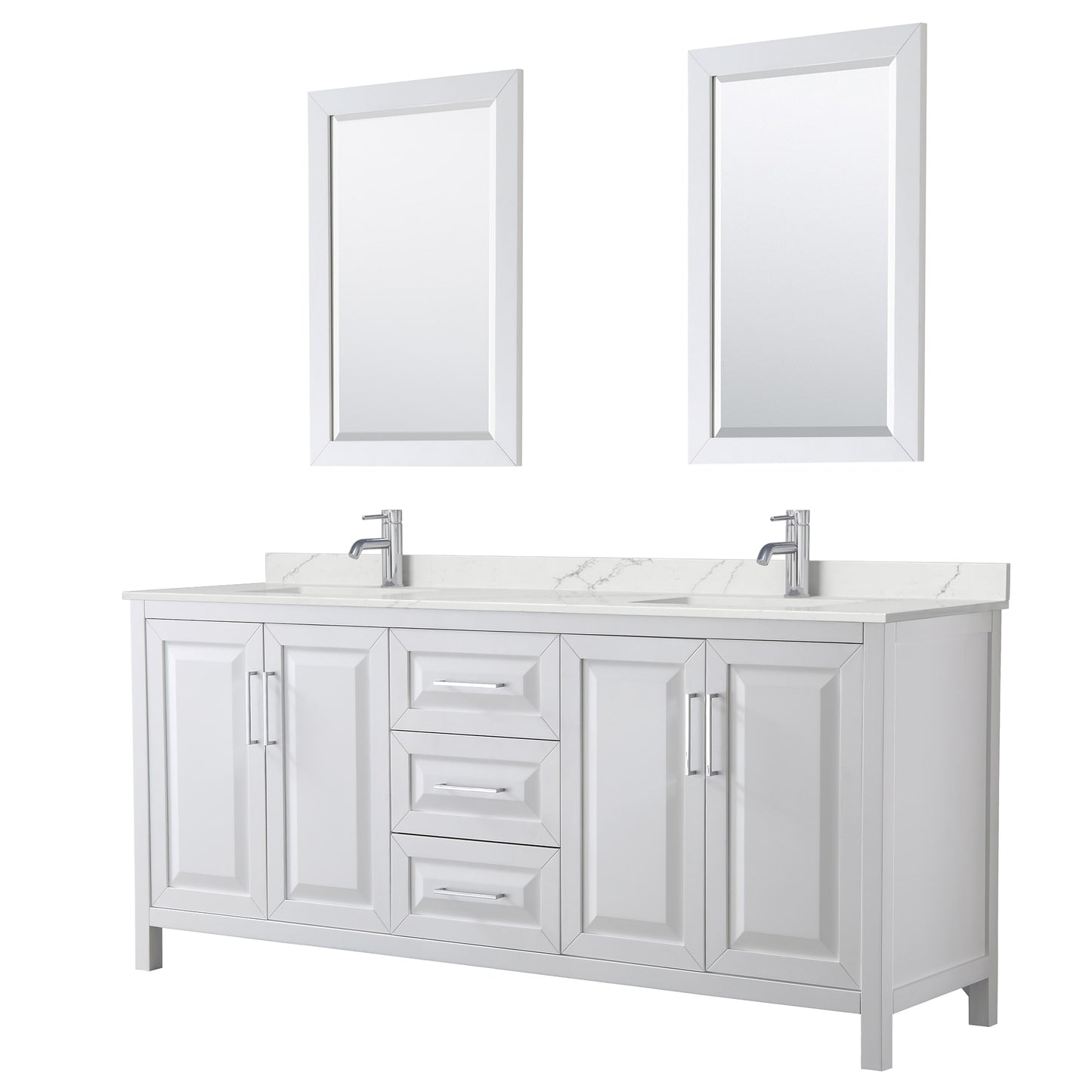 Daria Bathroom Vanity with Countertop 80 inch Double Sink Single hole Faucet Setup