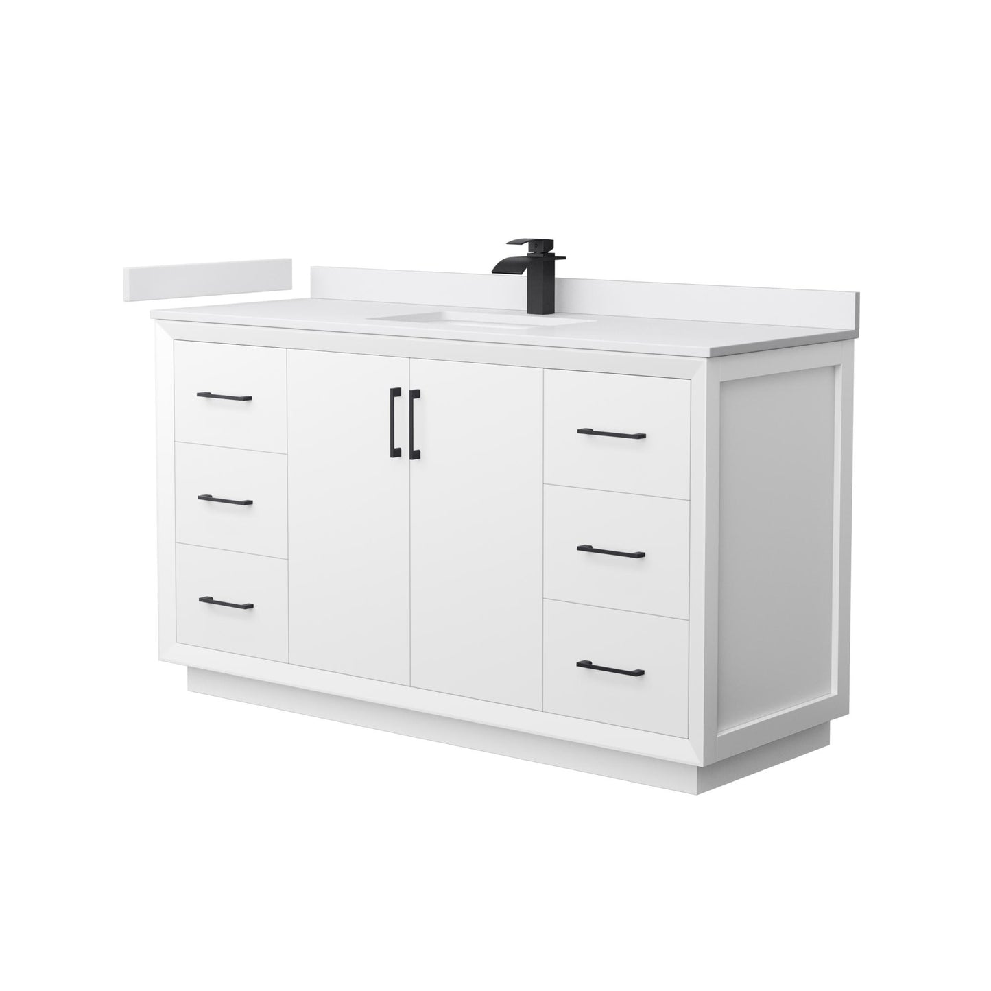 Strada Bathroom Vanity with Countertop 60 inch Single Sink Single hole Faucet Setup