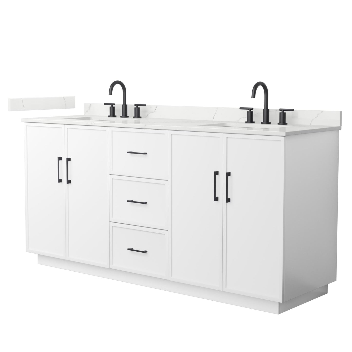 Elan TK Bathroom Vanity with Countertop 72 inch Double Sink 3-hole Faucet Setup