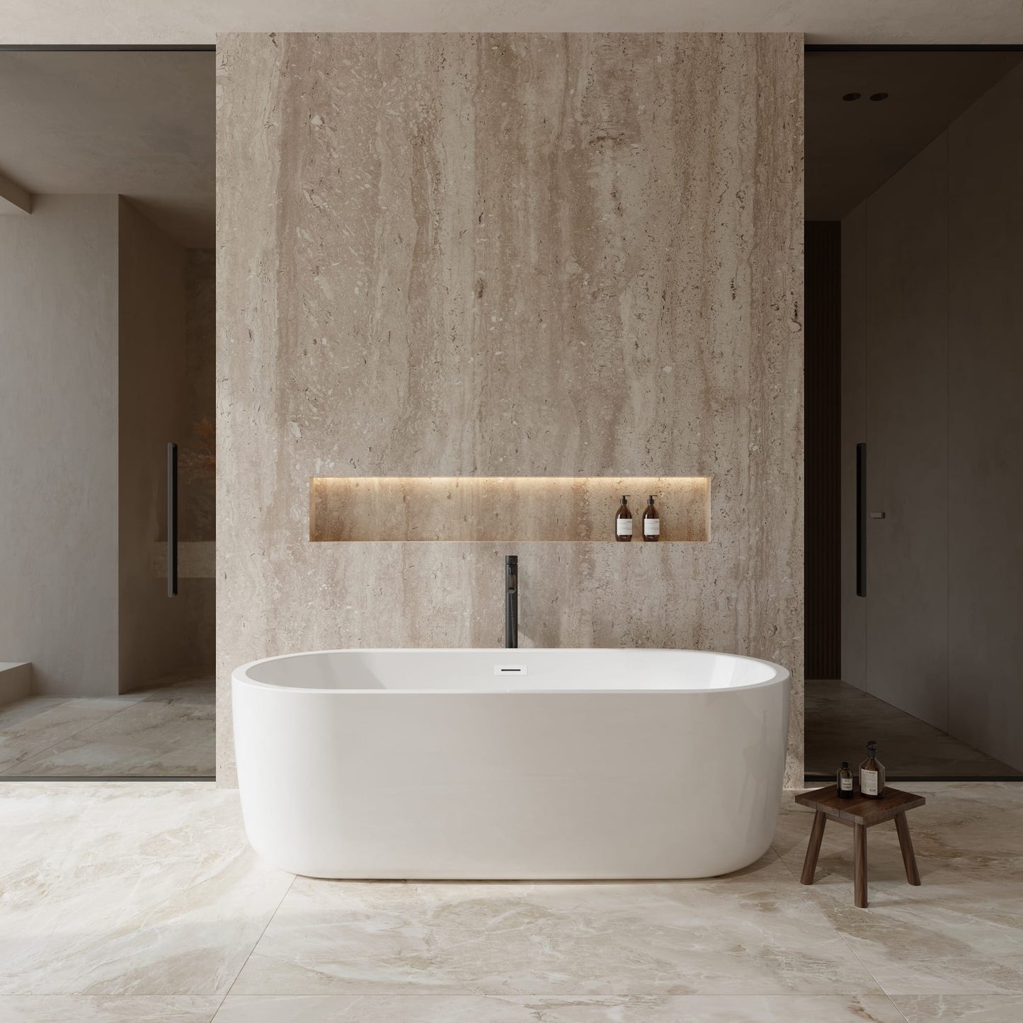 Juliette Freestanding Acrylic Bathtub With Faucet 71 inch