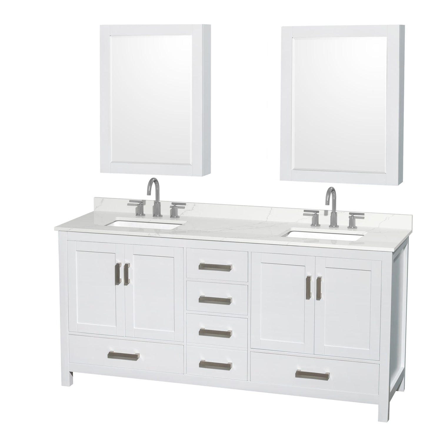 Sheffield Bathroom Vanity with Countertop 72 inch Double Sink 3-hole Faucet Setup