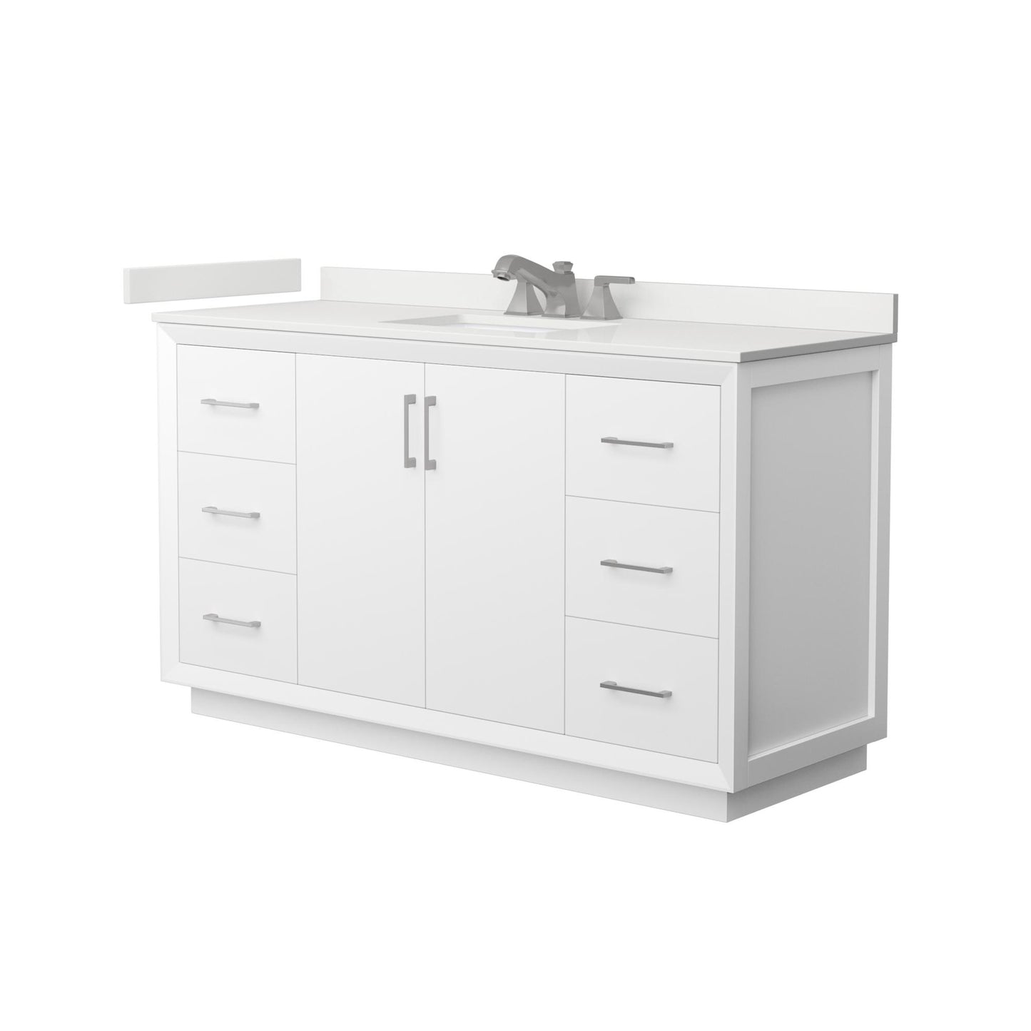 Strada Bathroom Vanity with Countertop 60 inch Single Sink 3-hole Faucet Setup