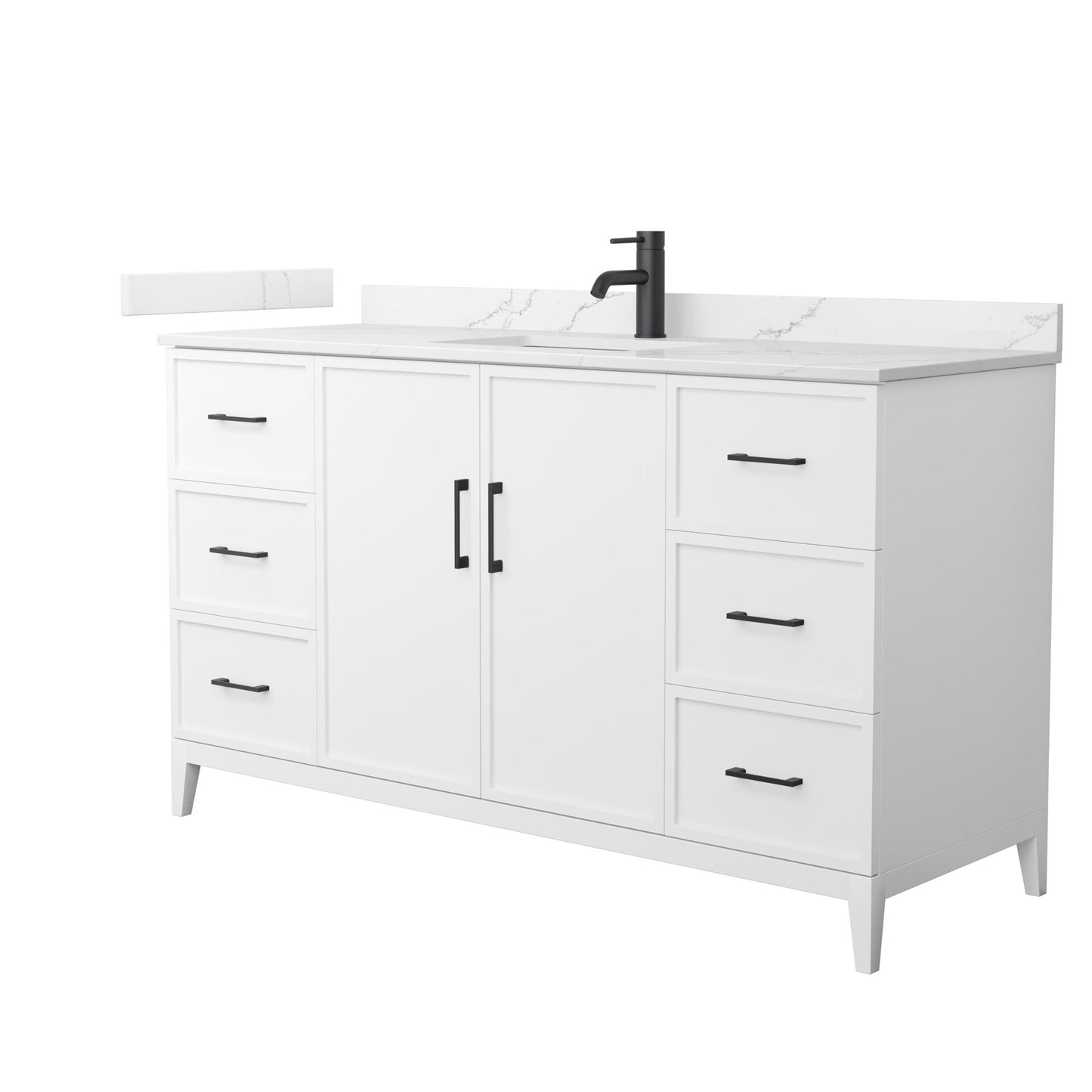 Elan Bathroom Vanity with Countertop 60 inch Single Sink Single hole Faucet Setup