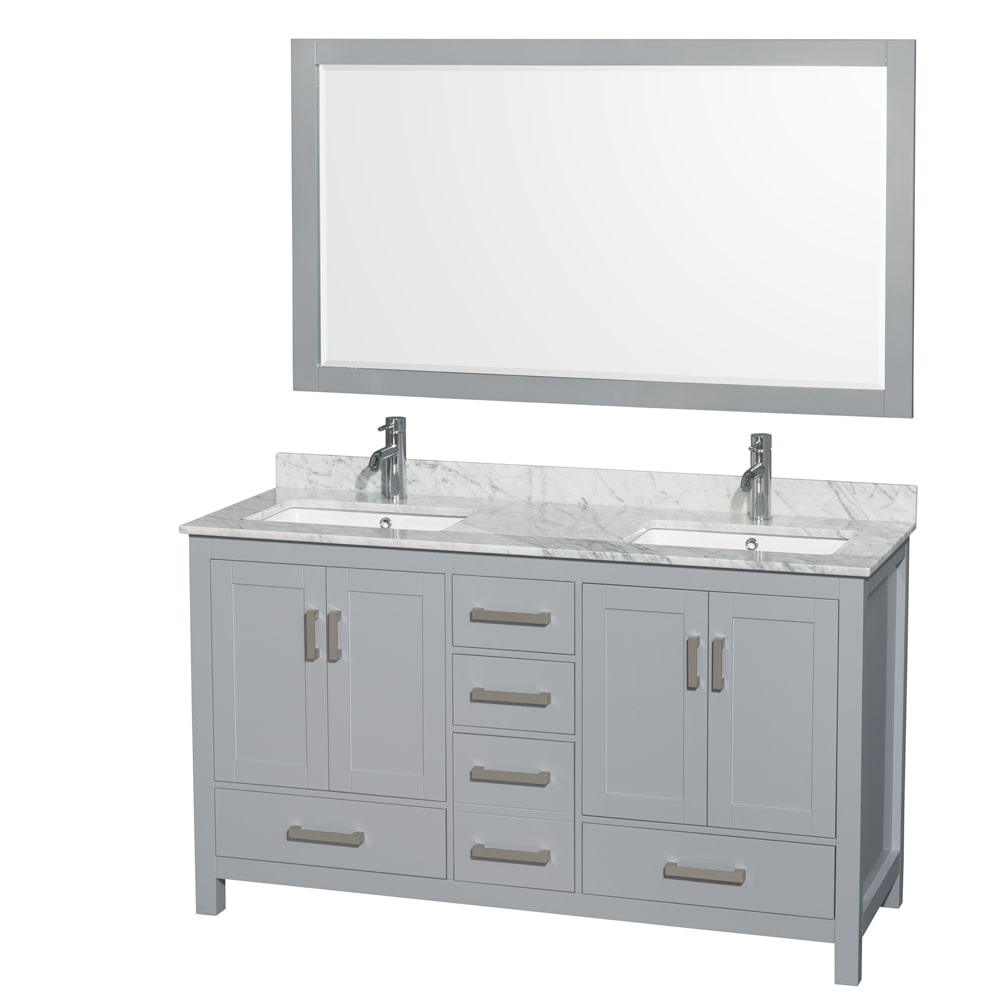 Sheffield Bathroom Vanity with Countertop 60 inch Double Sink Single hole Faucet Setup