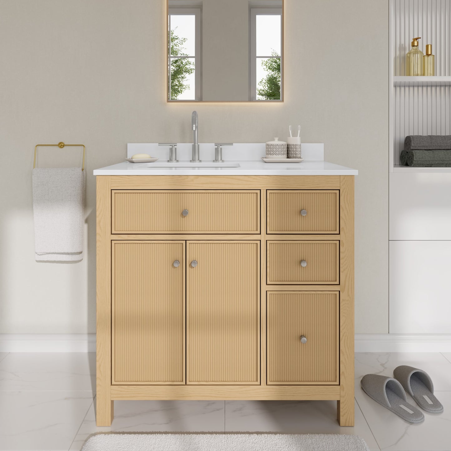 Pendry Bathroom Vanity with Countertop 36 inch Single Sink 3-hole Faucet Setup