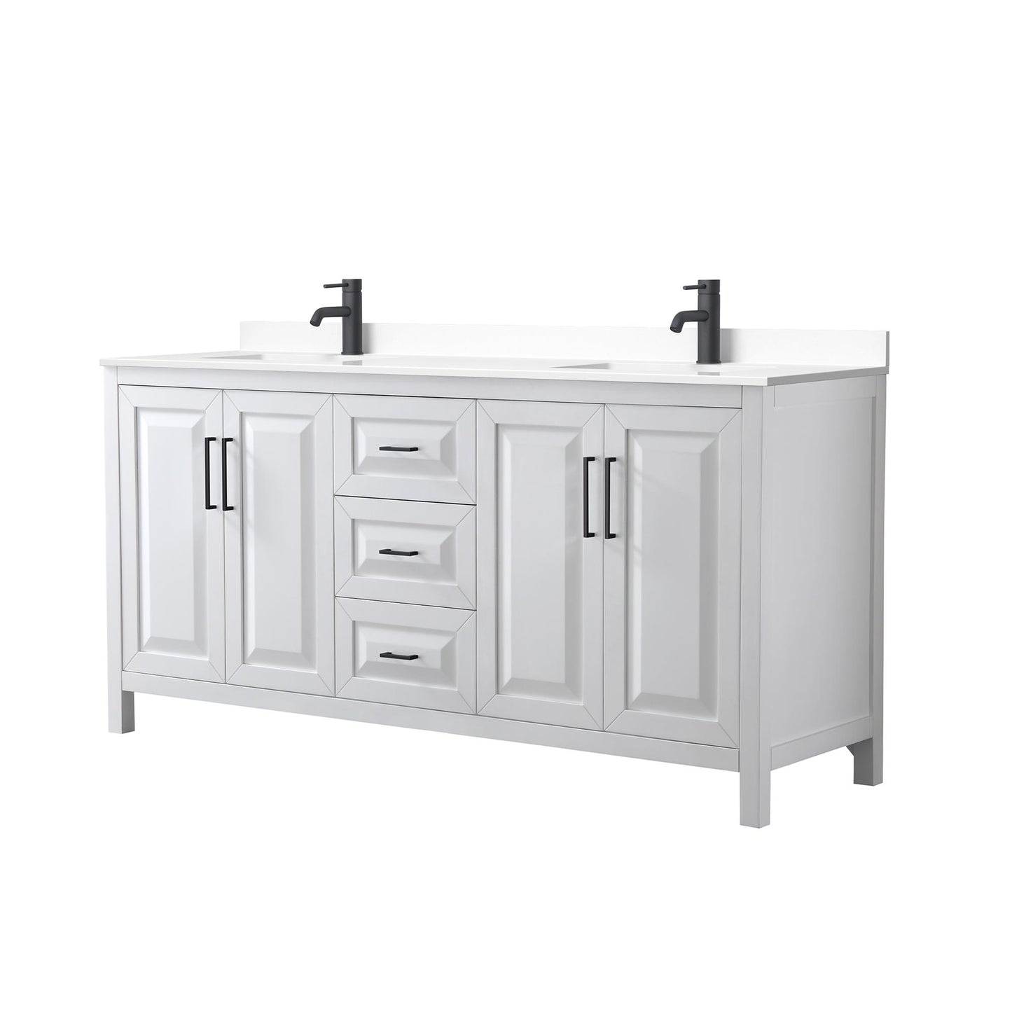 Daria Bathroom Vanity with Countertop 72 inch Double Sink Single hole Faucet Setup
