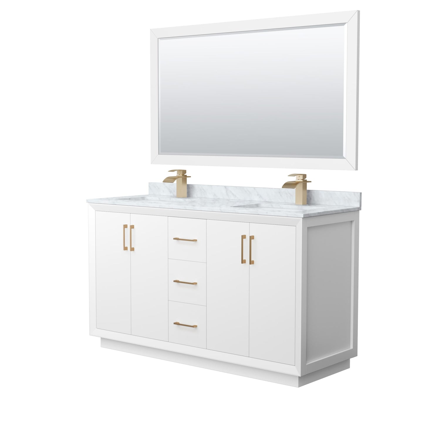 Strada Bathroom Vanity with Countertop 60 inch Double Sink Single hole Faucet Setup