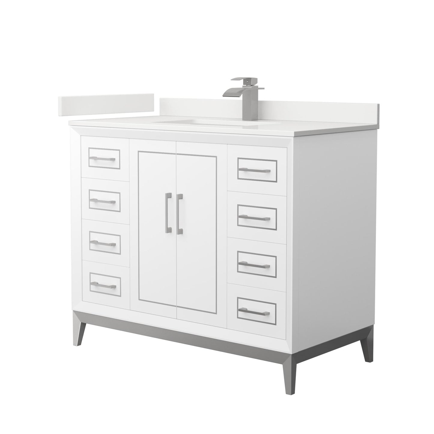 Marlena Bathroom Vanity with Countertop 42 inch Single Sink Single hole Faucet Setup